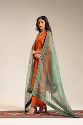 3 Piece Unstitched Organza Embroidered Suit (UF0021)